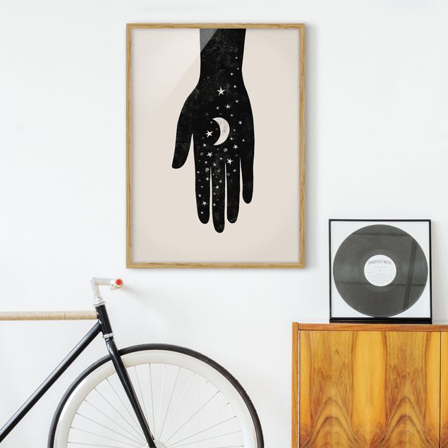 Wanddeko Wohnzimmer Hand mit Mond