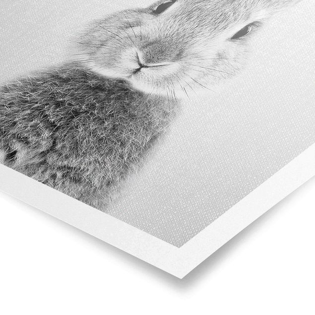 Wanddeko über Bett Hase Hilbert Schwarz Weiß