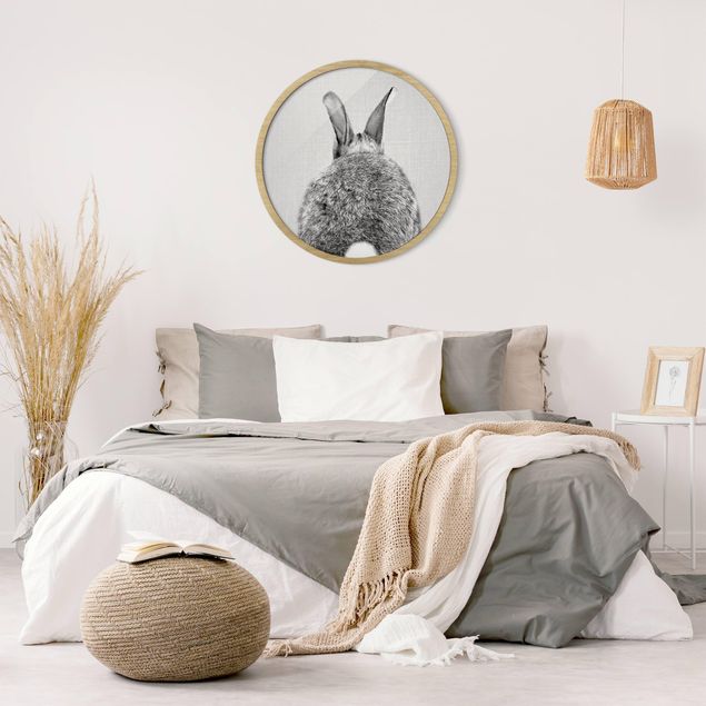 Wanddeko Schlafzimmer Hase von hinten Schwarz Weiß