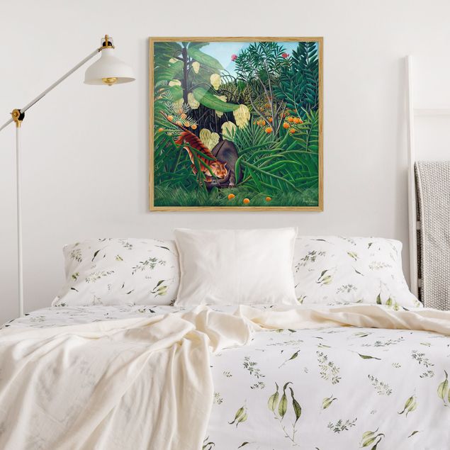 Wanddeko Schlafzimmer Henri Rousseau - Kampf zwischen Tiger und Büffel