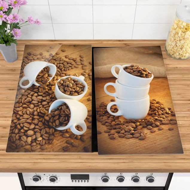 Wanddeko Esszimmer 3 Espressotassen mit Kaffeebohnen