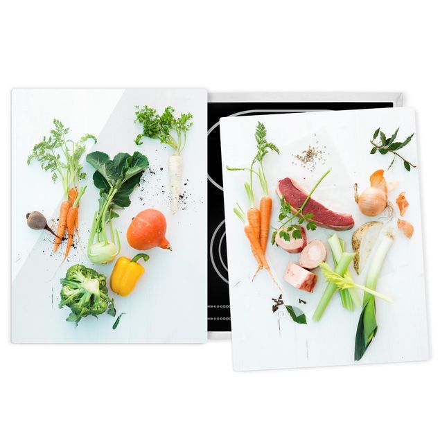 Küchen Deko Gemüse und Rinder-Bouillon