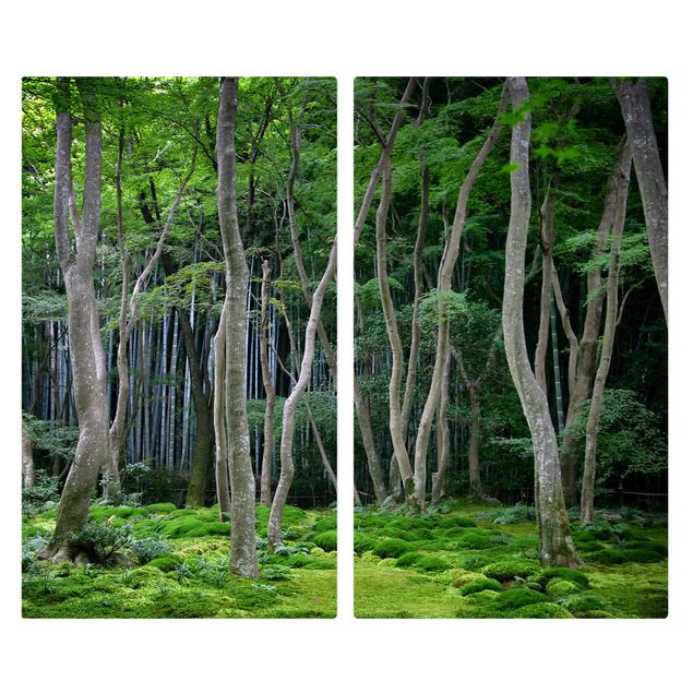 Herdabdeckplatten Glas Japanischer Wald