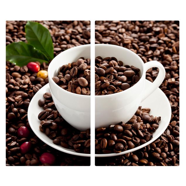 Wanddeko Kaffee Kaffeetasse mit gerösteten Kaffeebohnen