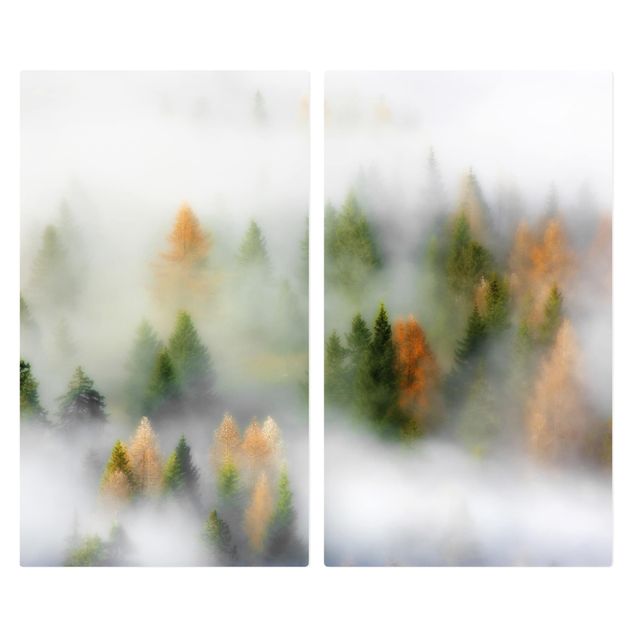 Wanddeko Wolken Nebelwald im Herbst