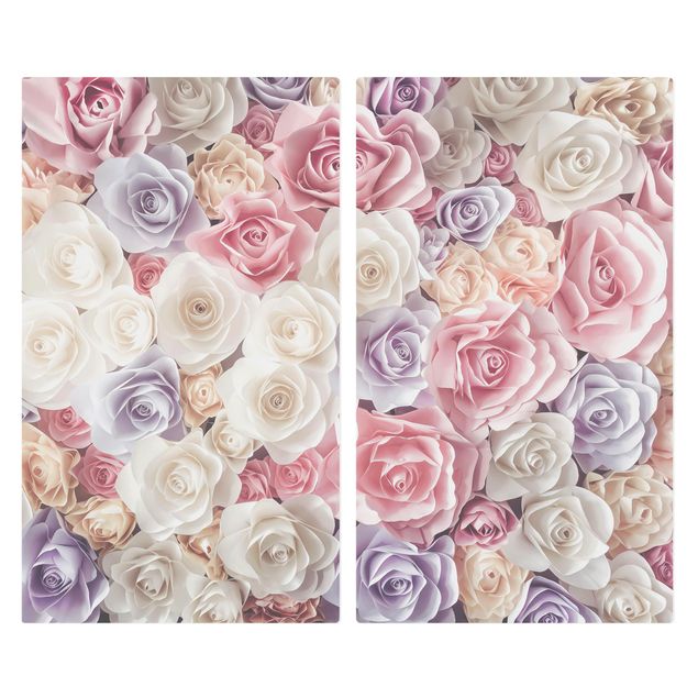 Herdabdeckplatten Blumen Pastell Paper Art Rosen
