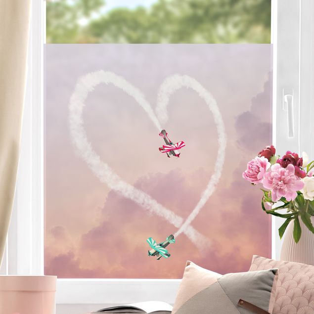 Wanddeko Schlafzimmer Herz mit Flugzeugen