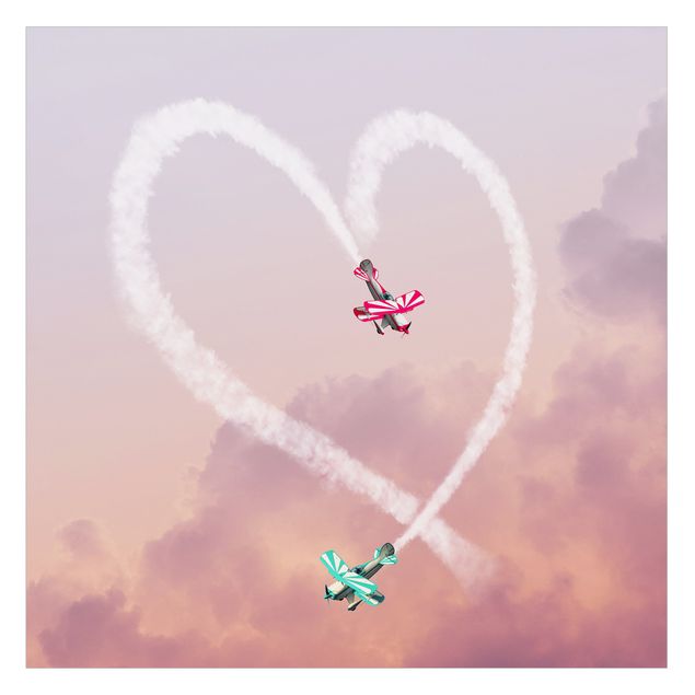 Wanddeko draußen Herz mit Flugzeugen