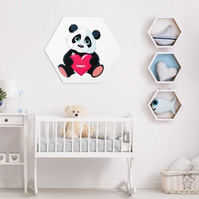 Wanddeko Büro Panda mit Herz