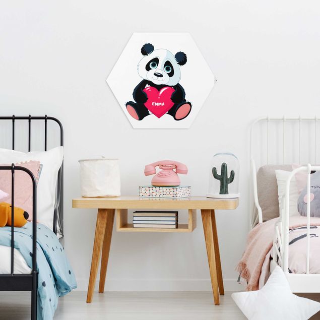 Wanddeko Babyzimmer Panda mit Herz