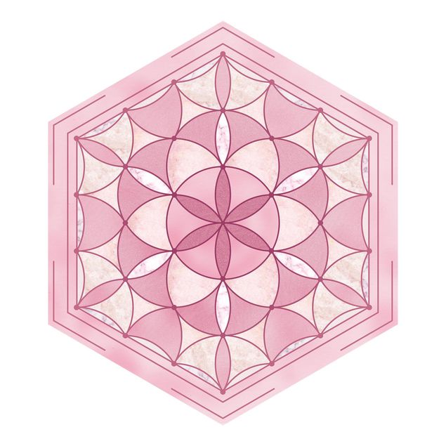 Wanddeko Treppenhaus Hexagonales Mandala in Rosa