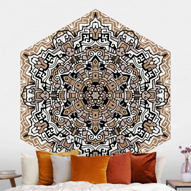 Wanddeko Flur Hexagonales Mandala mit Details