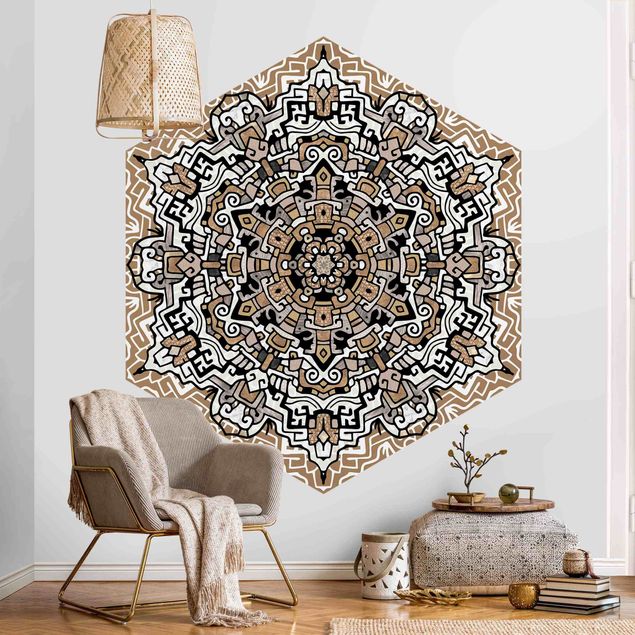 Wanddeko Esszimmer Hexagonales Mandala mit Details