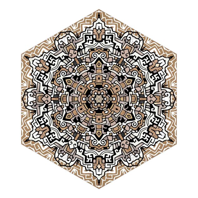 Wanddeko Treppenhaus Hexagonales Mandala mit Details