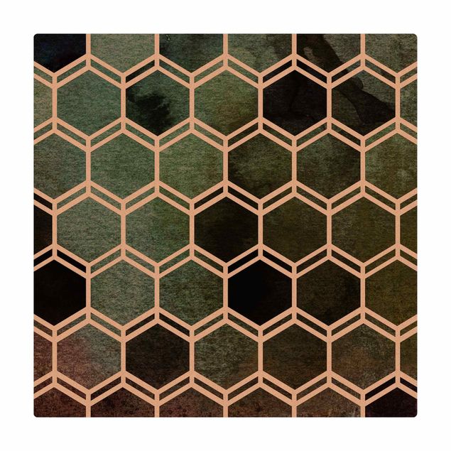 Wohndeko Geometrisch Hexagonträume Aquarell in Grün