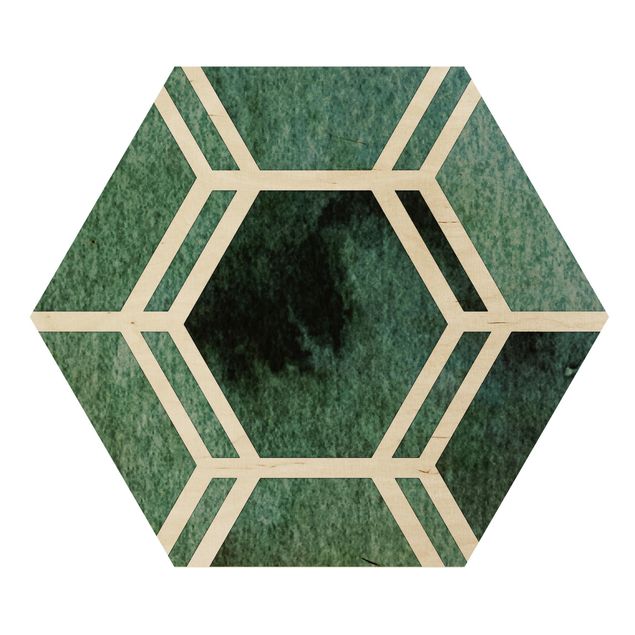 Wanddeko Büro Hexagonträume Aquarell in Grün