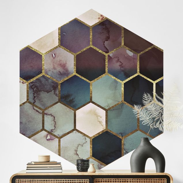 geometrische Tapete Hexagonträume Aquarell Muster