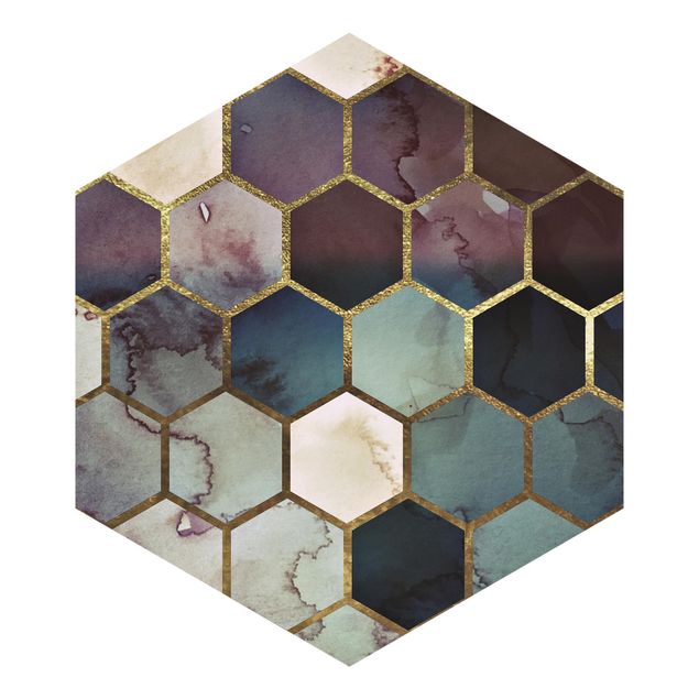 Wanddeko Büro Hexagonträume Aquarell Muster