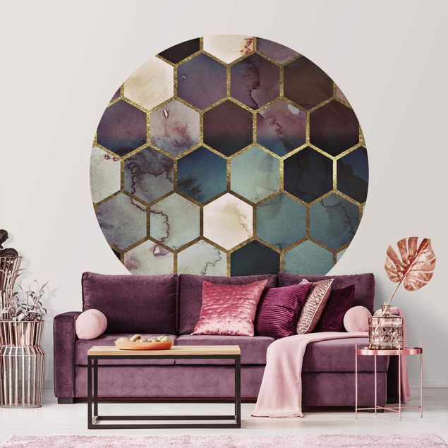 Wanddeko Wohnzimmer Hexagonträume Aquarell Muster