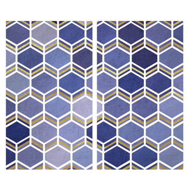 Deko Aquarell Hexagonträume Muster in Indigo