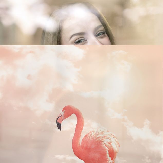 Wanddeko Praxis Himmel mit Flamingo