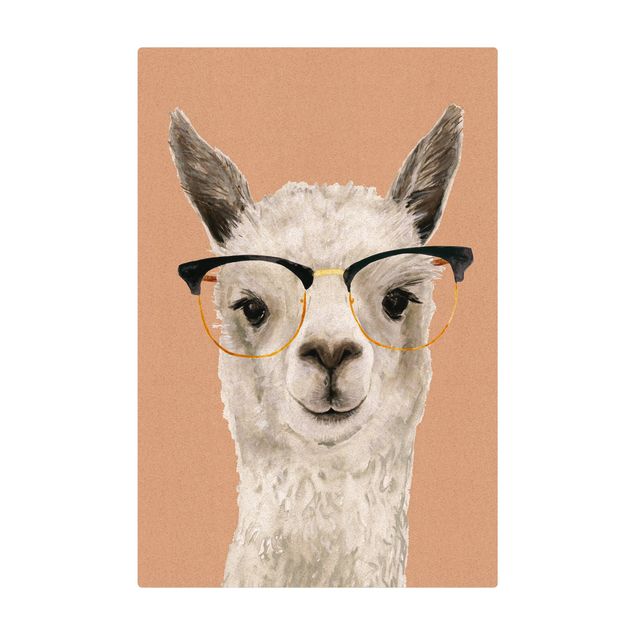 Wanddeko Illustration Hippes Lama mit Brille I