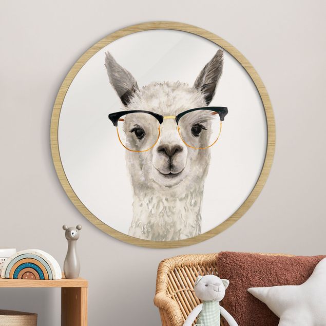 Deko Kinderzimmer Hippes Lama mit Brille I