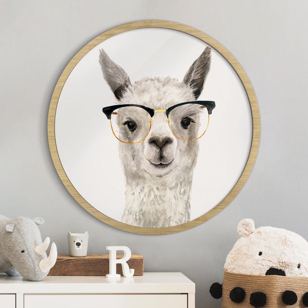 Wanddeko beige Hippes Lama mit Brille I