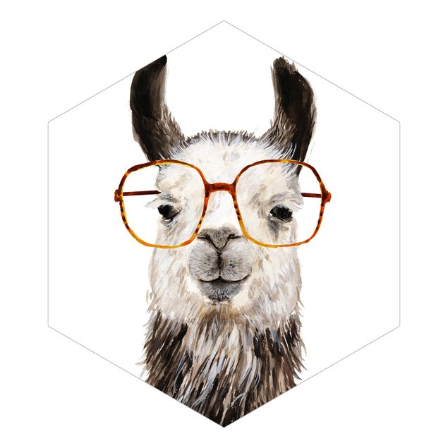 Wanddeko Mädchenzimmer Hippes Lama mit Brille IV
