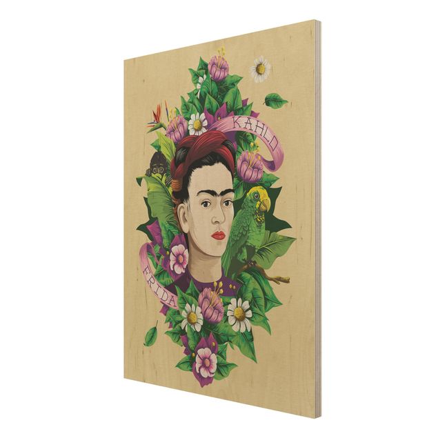 Wohndeko Blume Frida Kahlo - Frida, Äffchen und Papagei