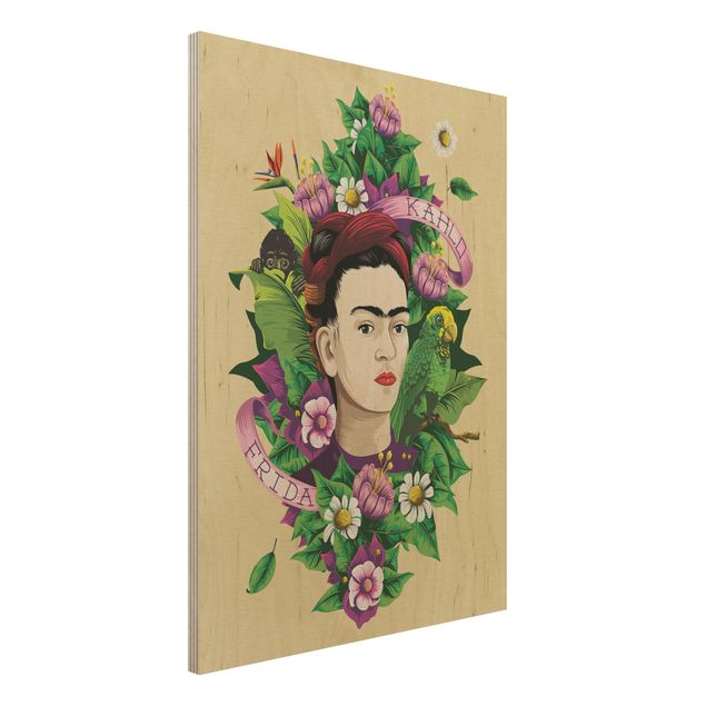 Wohndeko Botanik Frida Kahlo - Frida, Äffchen und Papagei