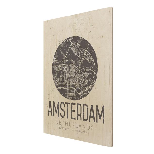 Wanddeko grau Stadtplan Amsterdam - Retro