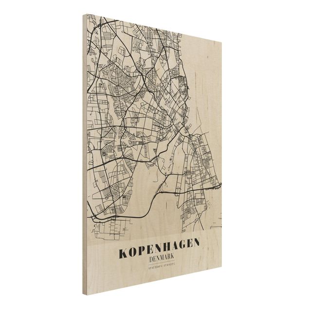 Wanddeko Schlafzimmer Stadtplan Kopenhagen - Klassik