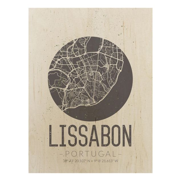 Wanddeko Flur Stadtplan Lissabon - Retro