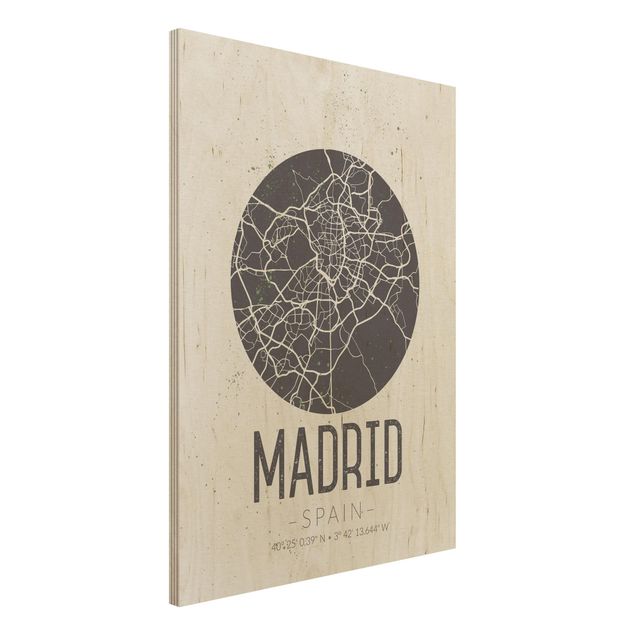 Wanddeko Schlafzimmer Stadtplan Madrid - Retro