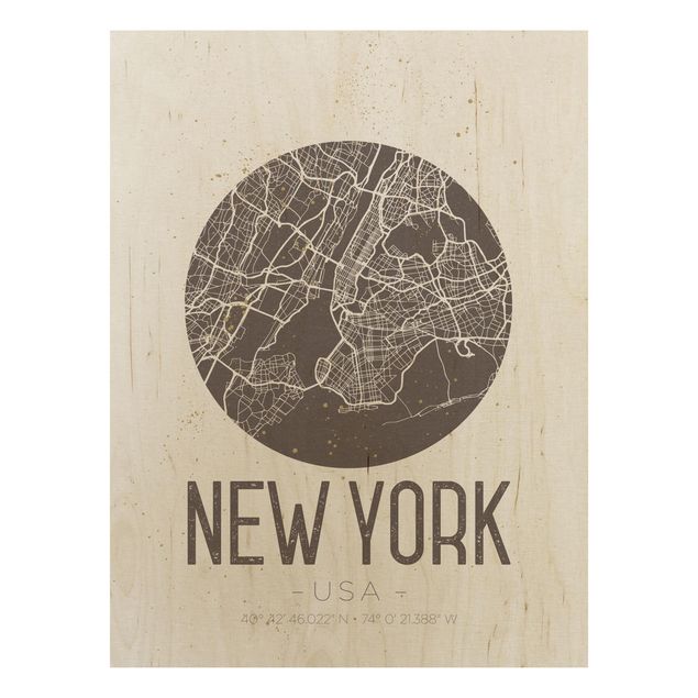 Wanddeko Schlafzimmer Stadtplan New York - Retro