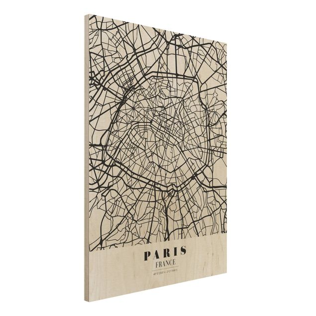 Wanddeko Schlafzimmer Stadtplan Paris - Klassik