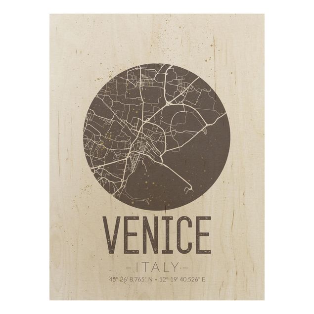 Wanddeko Schlafzimmer Stadtplan Venice - Retro
