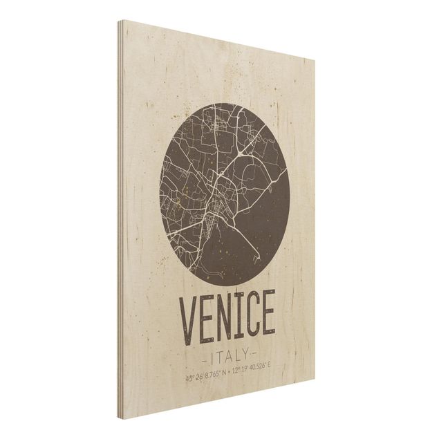 Wanddeko braun Stadtplan Venice - Retro