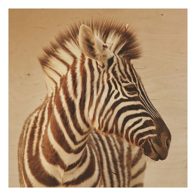 Wanddeko beige Zebra Baby Portrait