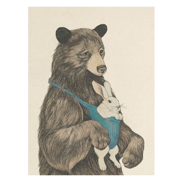 Wanddeko Büro Illustration Bär und Hase Baby