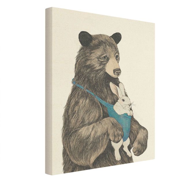 Wanddeko Jugendzimmer Illustration Bär und Hase Baby