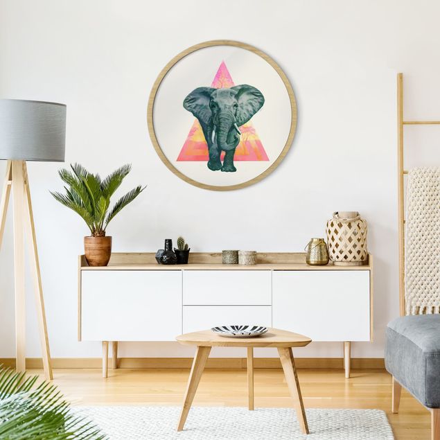 Wanddeko Büro Illustration Elefant vor Dreieck Malerei