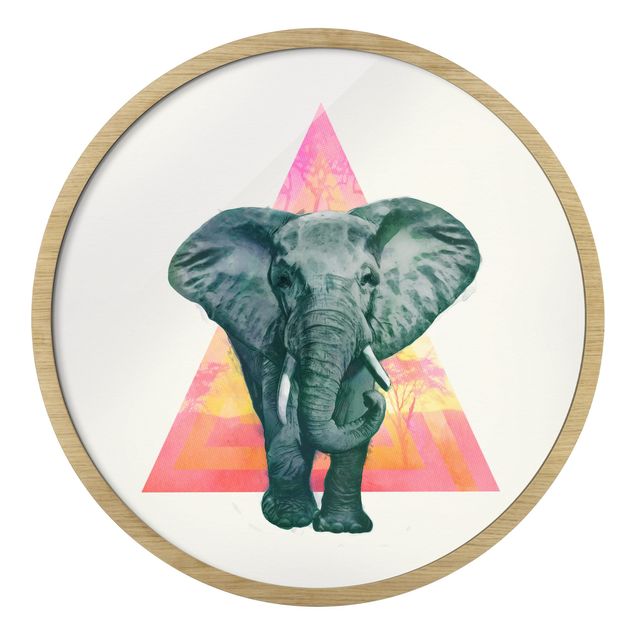 Wanddeko Jugendzimmer Illustration Elefant vor Dreieck Malerei