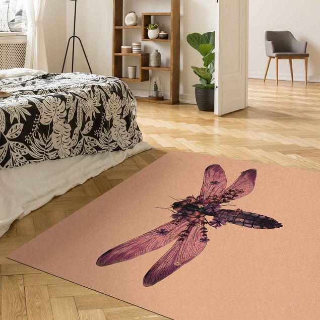 Wanddeko Praxis Illustration florale Libelle