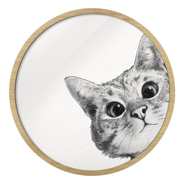 Wanddeko Jungenzimmer Illustration Katze Zeichnung Schwarz Weiß