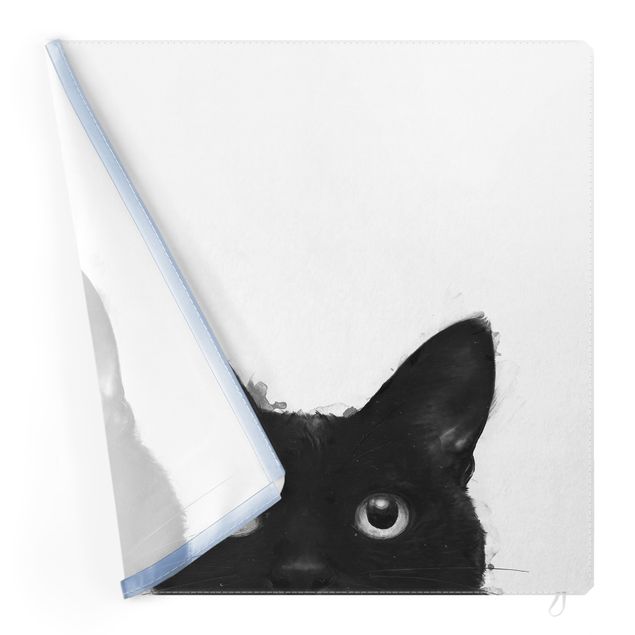 Wanddeko schwarz Illustration Schwarze Katze auf Weiß Malerei