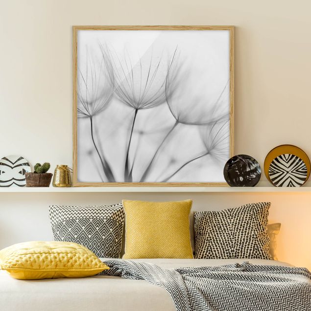 Wanddeko Schlafzimmer In einer Pusteblume Schwarz-Weiß