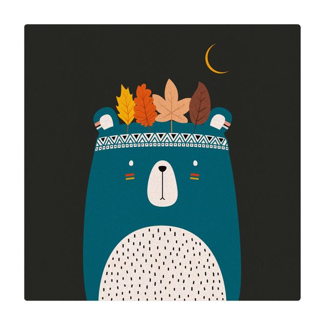 Wohndeko Illustration Indianerbär bei Nacht