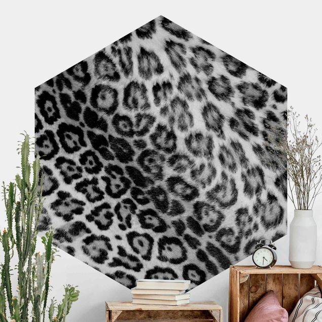 Wanddeko Schlafzimmer Jaguar Skin Schwarz-Weiß